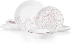 Corelle Leaf Stitch 12 Piece Dinnerware Outdoor set