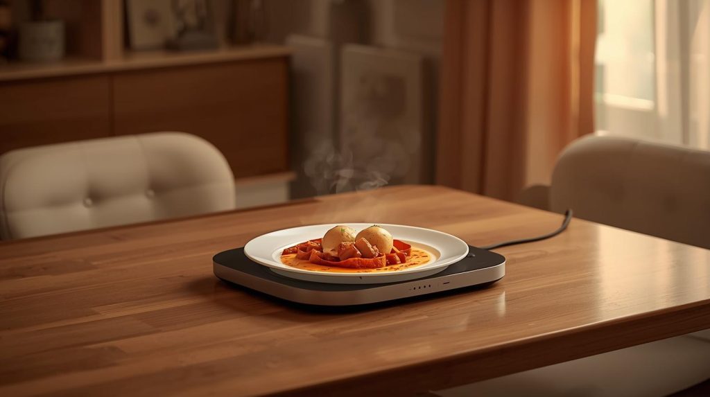 Plate warmer for slow eaters