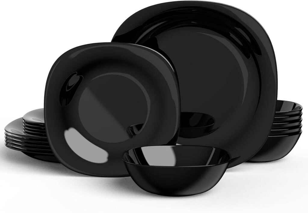HomeElves Black Opal glass Dinnerware set