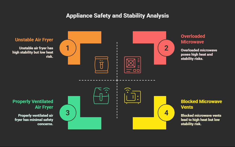 why stacking Air fryers on microwaves can be dangerous