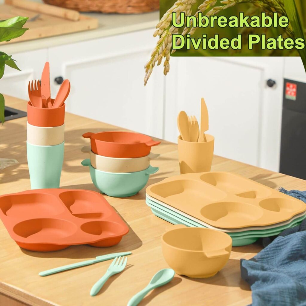24pcs wheat straw eco-friendly dinnerware