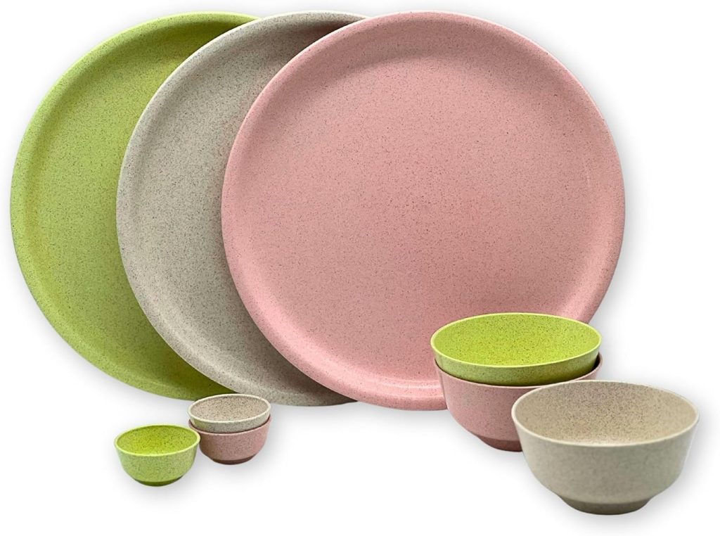 Rice husk and bamboo fiber plates