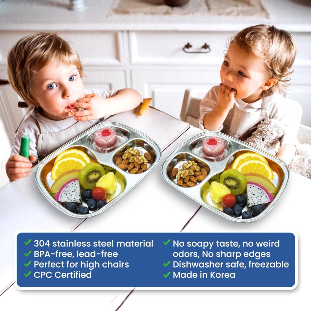 BPA Free Kids and toddlers serving and compact dinner divided plates