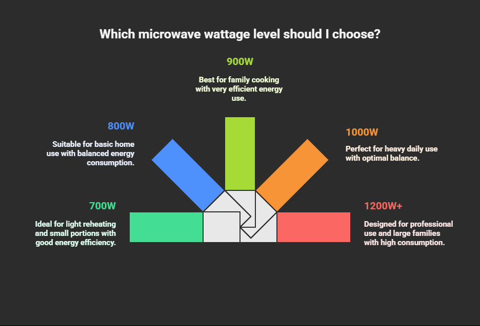 microwave oven wattage performance comparison infographics