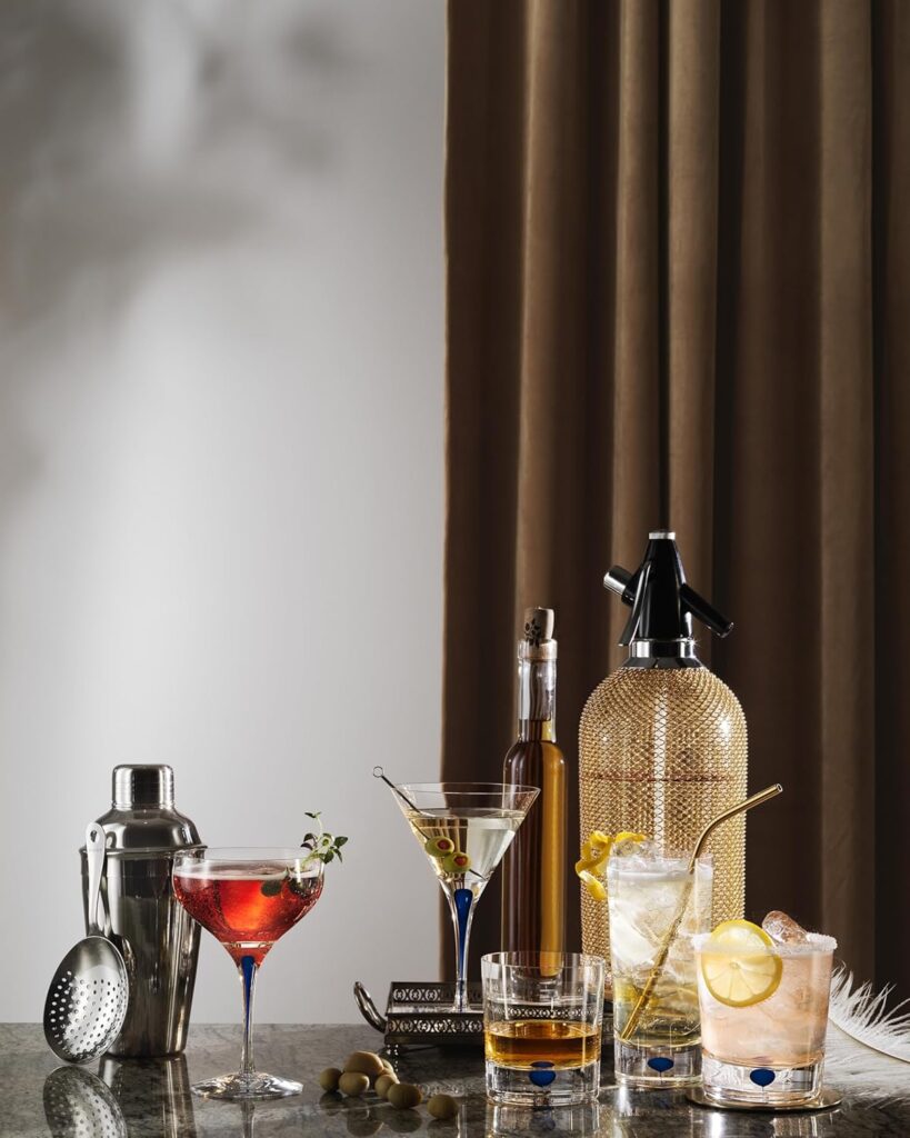 The Ultimate Guide to the Names of Crystal Glassware 6 Orrefors blue martini crystal glass