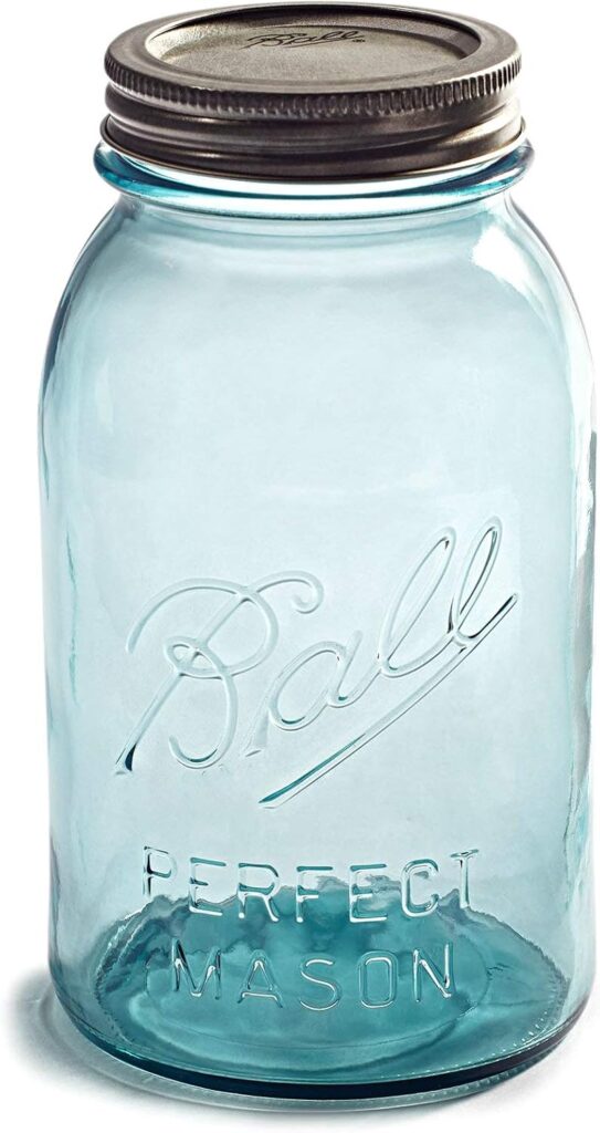 Are Ball Mason Jars Lead Free? 2 Vintage Aqua Blue ball Mason Jars