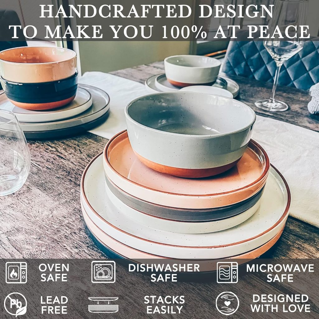 Mora ceramic flat dinner plates with high edge