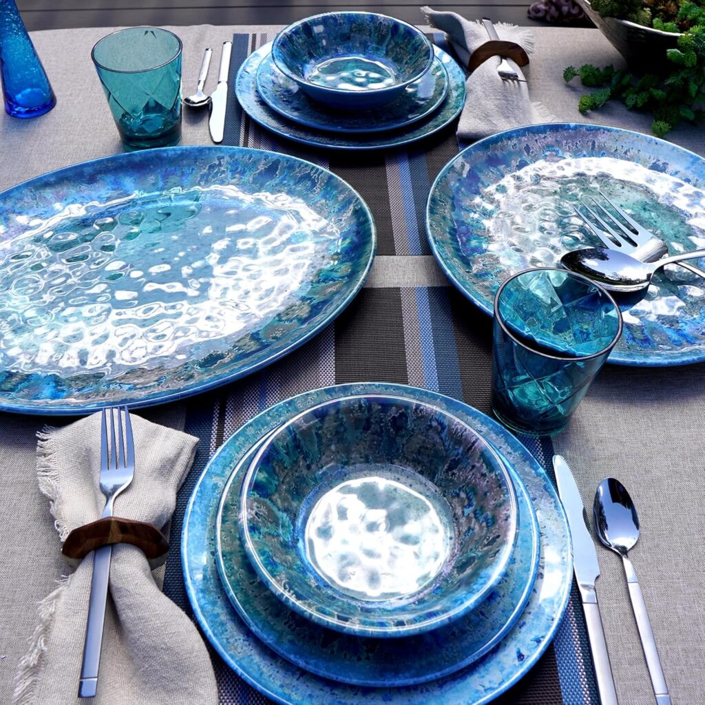 melamine coastal plates and bowls for outdoor
