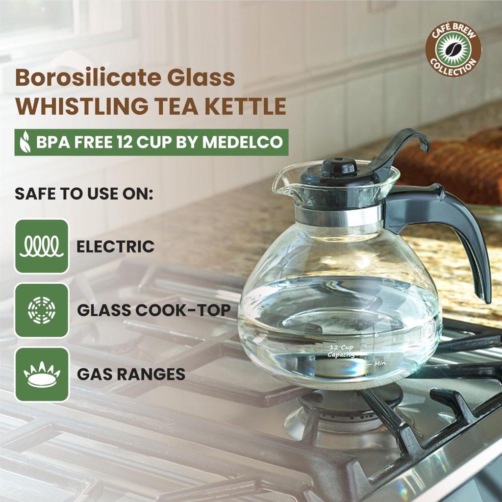 Borosilicate glass cookware kettle for gas, electric and glass cooktop