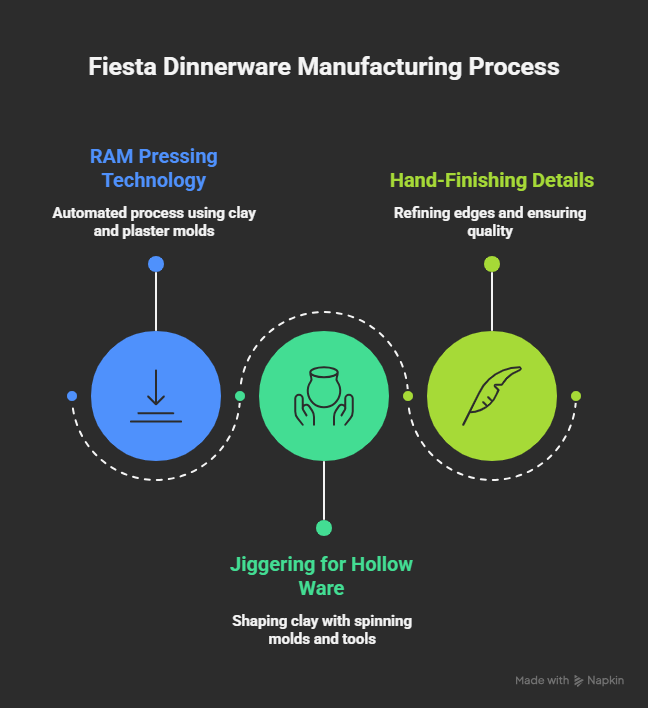 Fiesta dinnerware shaping and forming process in manufacturing