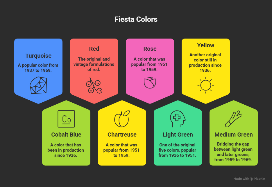 most popular fiesta colors (vintage)