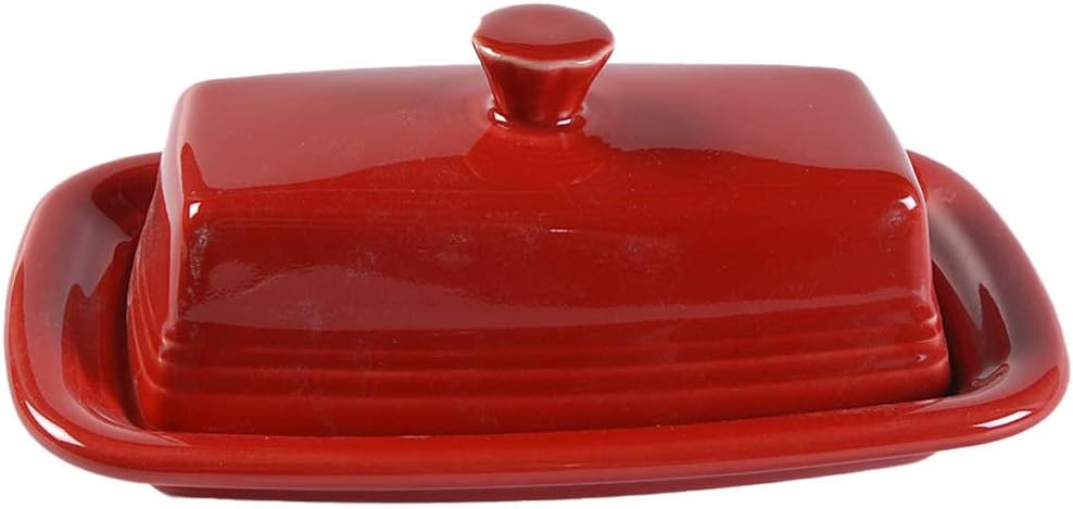 scarlet red Fiesta butter dish ceramic dish