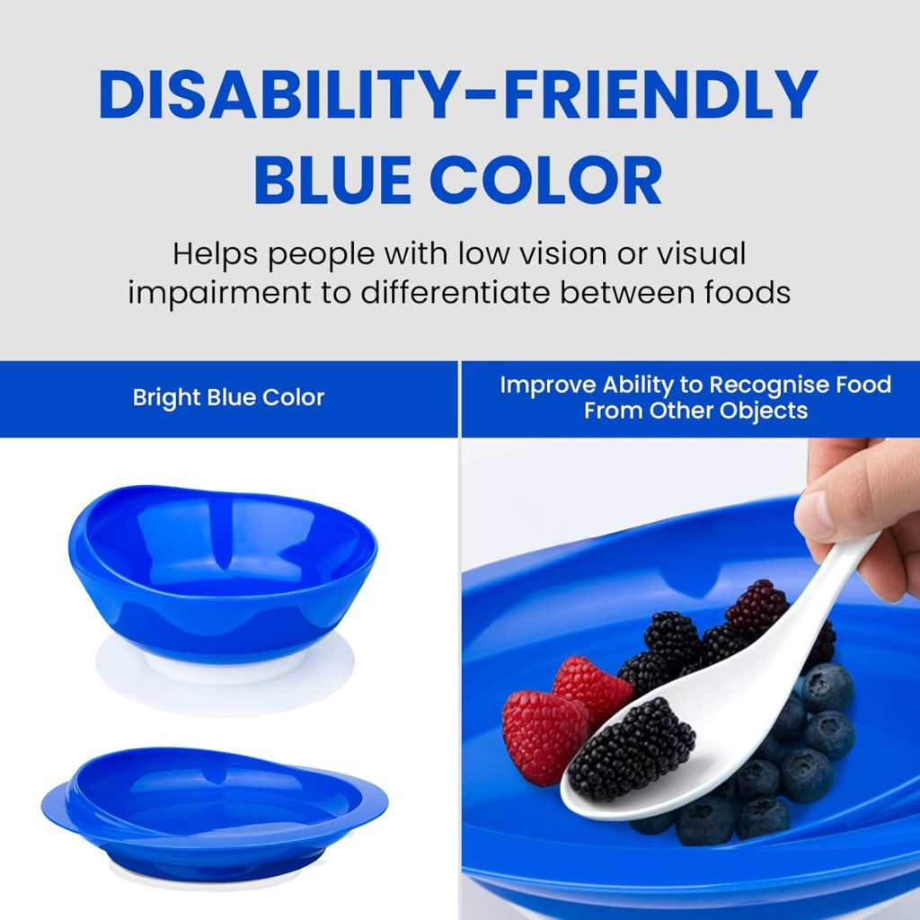 visually impaired adpative spill proof scoop plate and bowl with suction base