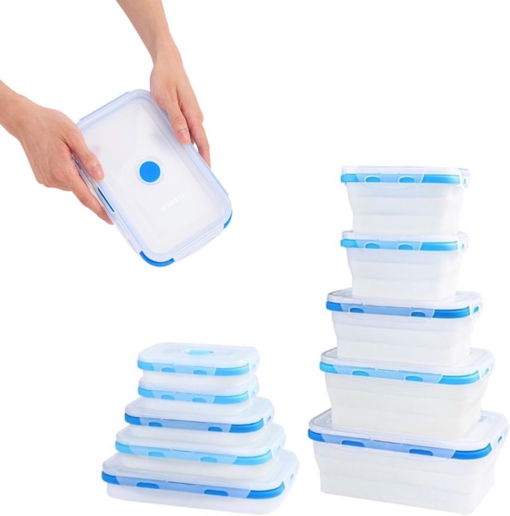 BPA free collapsible silicone meal and food containers