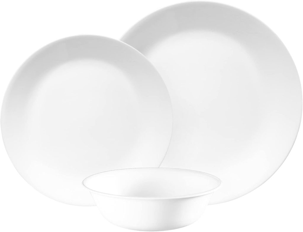 winter frost corelle white dish for RV and camping