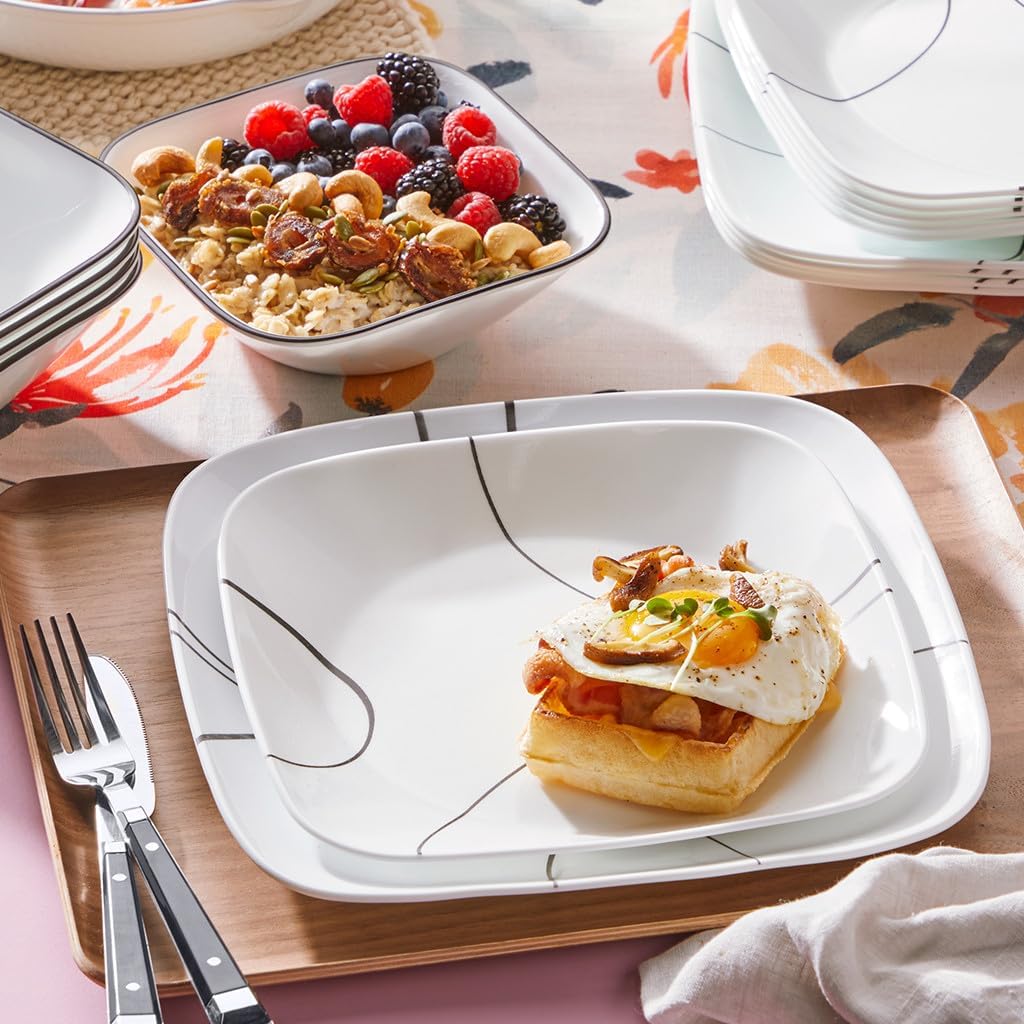 Corelle simple lines pattern dinner plates for modern kitchen