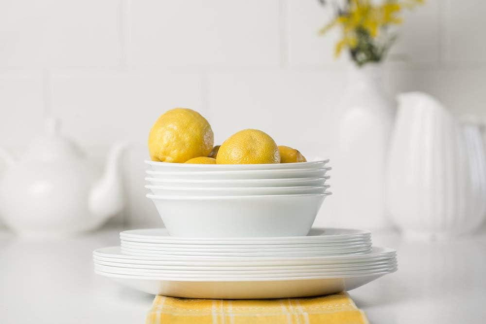 Corelle winter frost white minimalistic set dinnerware