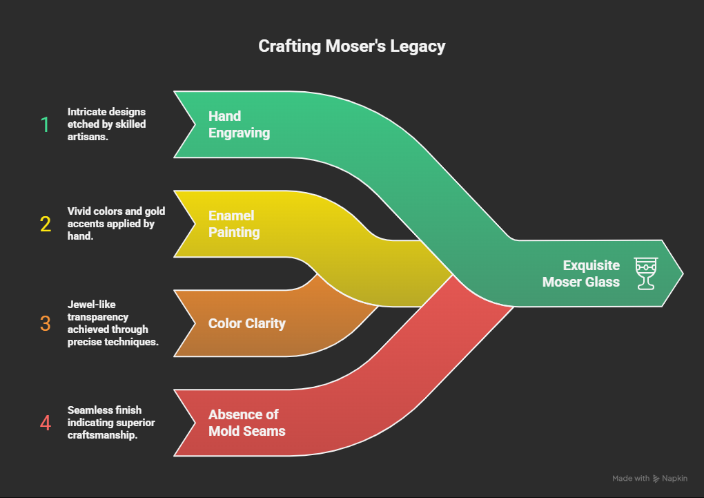 Craftsmanship features that signal Moser glass