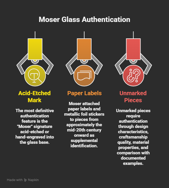 Moser glass marks and signatures Authentication