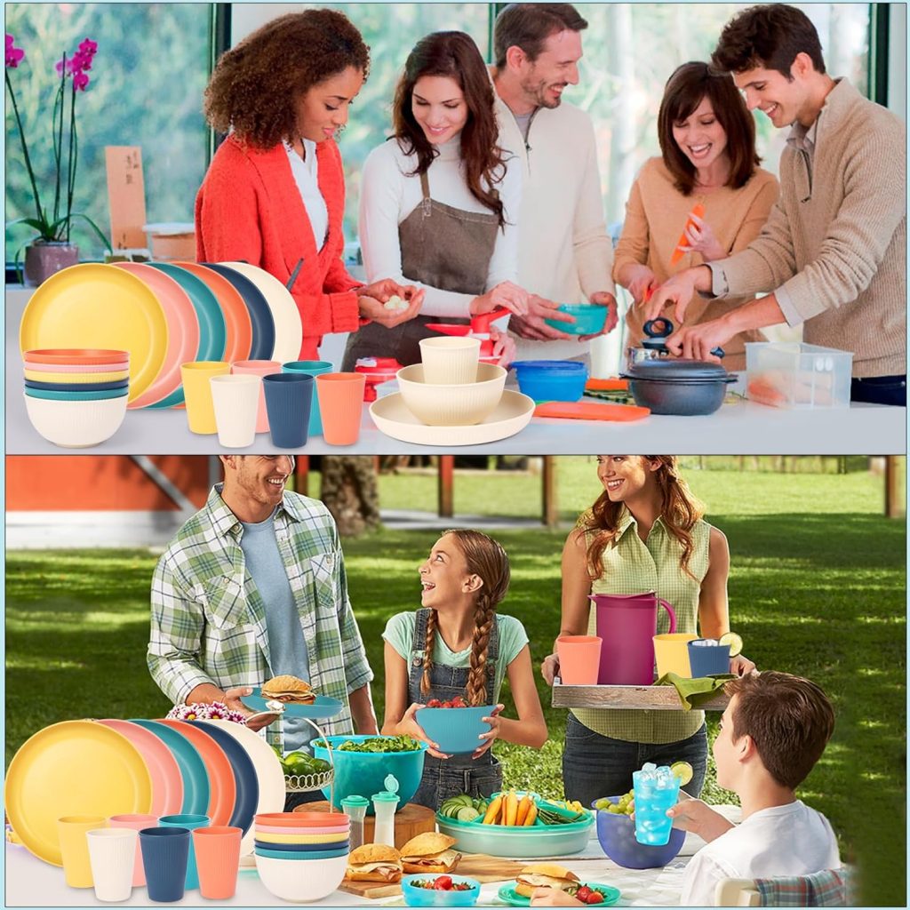 Weekend family brunch with children using wheat straw dinnerware in relaxed setting